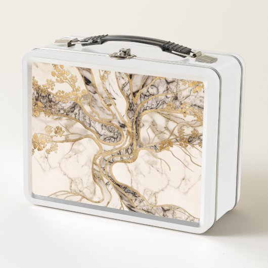Lunch Box Marbre blanc Arbre de vie Abstrait (Devant)