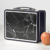 Lunch Box Marbre noir et argent de la veine (En situation)