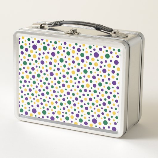 Lunch Box Mardi Gras coloré à pois (Devant)