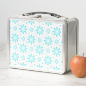 Lunch Box Marguerite délicate blanche et turquoise, point mo (En situation)