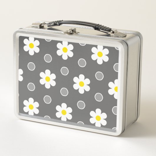 Lunch Box Marguerites et Pois gris et blancs (Devant)