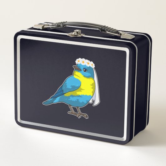 Lunch Box Mariée oiseau avec couronne de fleurs (Devant)