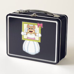 Lunch Box Mariée ourse avec robe de mariée & cadre photo.p