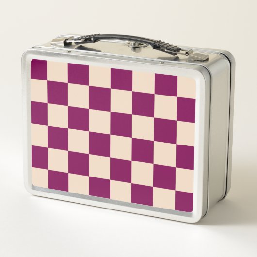 Lunch Box Maroon and beige checkerboard pattern (Dos)