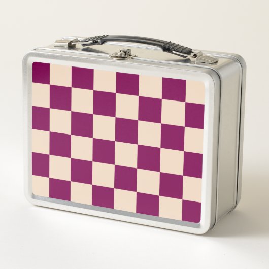 Lunch Box Maroon and beige checkerboard pattern (Devant)