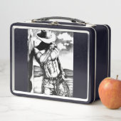 Lunch Box Masculine monogramme cool Occidental Cowboy Noir (En situation)