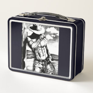 Lunch Box Masculine monogramme cool Occidental Cowboy Noir