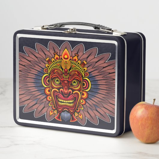 Lunch Box Masque rituel du roi guerrier tribal (En situation)