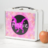 Lunch Box Masquer le dinosaure PInk personnalisé (En situation)