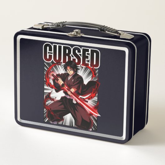 Lunch Box Maudit – Graphisme de guerrier katana de style ani (Devant)