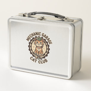 Lunch Box Mécanicien Garage Chat POD Vector Art - Mécanicien