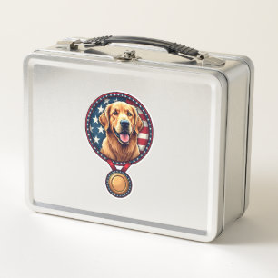 Lunch Box Médaille de Golden Retriever Patriotique Vintage T