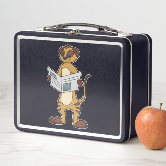 Lunch Box Meerkat à la lecture d'un journal (En situation)