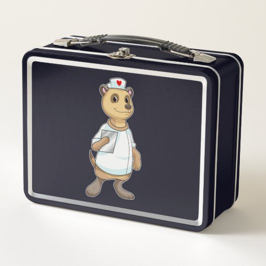 Lunch Box Meerkat comme infirmière avec coeur (Devant)