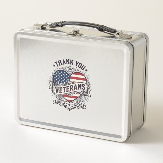 Lunch Box Merci aux vétérans conception vectorielle de cœur (Devant)