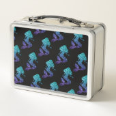 Lunch Box Mermaid aqua blue ombre Sparkles pattern Monogram (Dos)