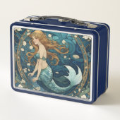 Lunch Box Mermaid Art Nouveau Art Déco Style Bleu (Dos)