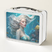 Lunch Box Mermaid cheveux en argent Turquoise Océan (Dos)