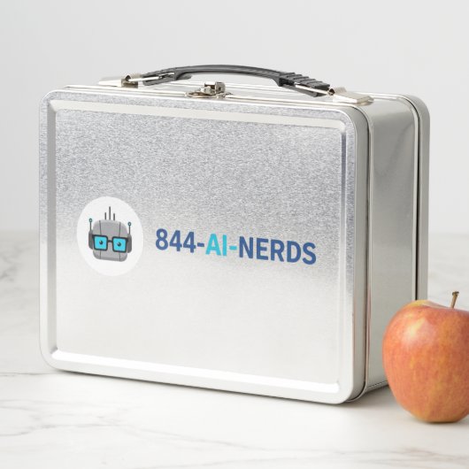 Lunch Box Metal Lunchbox: Pack Your Tech with 844-AI-NERDS (En situation)