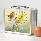 Lunch Box Mexican skeletons in trouble with hot chili pepper (En situation)
