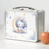 Lunch Box mignon lapin assis sur la lune (En situation)