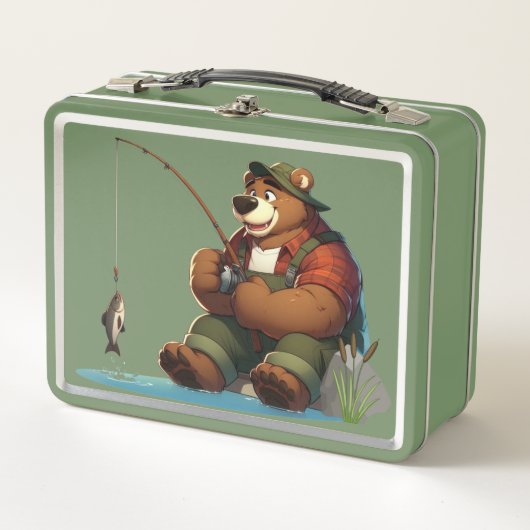 Lunch Box Mignon ours d’extérieur pêchant (Devant)