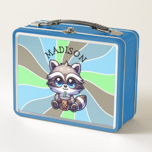Lunch Box Mignon Raton Laveur Kawaii avec Bubble Tea Personn