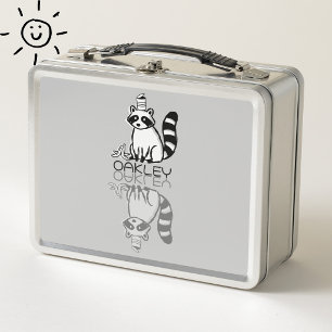 Lunch Box Mignon reflet de raton laveur gris Doodle nom pers