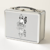 Lunch Box Mignon reflet de raton laveur gris Doodle nom pers (Devant)