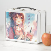Lunch Box Mignonne fille Anime tenant un Boba Tea (En situation)
