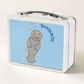 Lunch Box Mignonne manatée bébé avec bulles illustration (Dos)