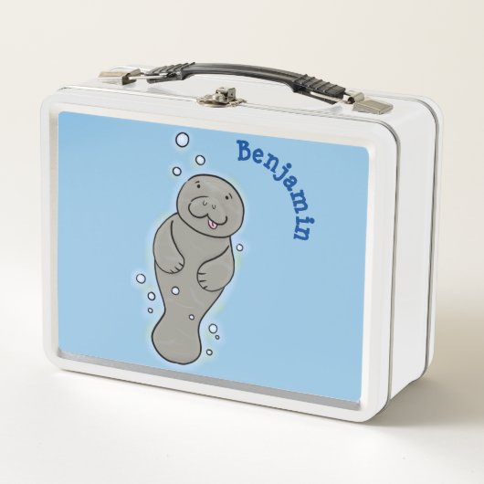Lunch Box Mignonne manatée bébé avec bulles illustration (Devant)