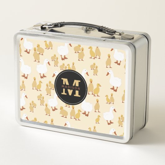 Lunch Box Mignonne Mère Canard & Bébé Motif Monogramme (Dos)
