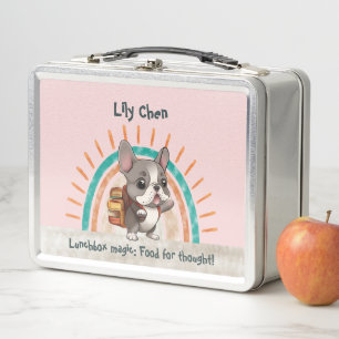 Lunch Box Mignonne taureau français de retour à l'école arc-
