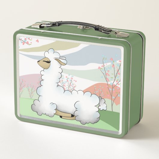 Lunch Box mignonnes filles amantes lama ajouter le nom (Dos)