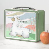 Lunch Box mignonnes filles amantes lama ajouter le nom (En situation)