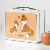 Lunch Box Mignons renards aux coeurs, dessinés à la main (En situation)