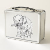 Lunch Box Minimal Baby Elephant Line Art Vector Illustration (Dos)
