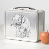 Lunch Box Minimal Baby Elephant Line Art Vector Illustration (En situation)