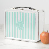Lunch Box Mint French Beach Stripe Personnalisé Monogramme (En situation)