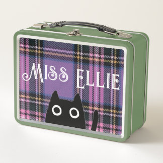 Lunch Box Miss Ellie et Chat Plaid pourpre/Lunette verte
