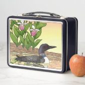 Lunch Box MN State Bird Flower Loon Lady Slipper (En situation)