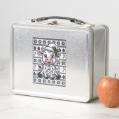 Lunch Box Modèle de pull moche de Noël de vache gravée vinta (En situation)