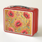 Lunch Box Modèle fleur de pavot doré  (Dos)