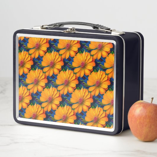 Lunch Box Modèle floral rose saumon (En situation)