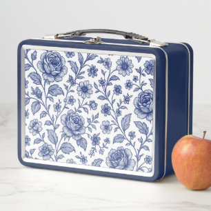 Lunch Box Modèle Floral Royal Bleu Rose