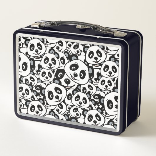 Lunch Box Modern Black and White Cute Panda Bear Pattern (Dos)