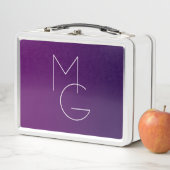 Lunch Box Moderne 2 Initiales | Ombre Subtile Violet Foncé (En situation)