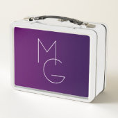 Lunch Box Moderne 2 Initiales | Ombre Subtile Violet Foncé (Dos)
