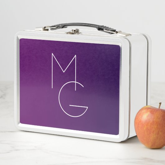 Lunch Box Moderne 2 Initiales | Ombre subtile violet profond (En situation)